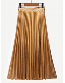 Pleated Velvet Midi Skirt