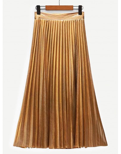 Pleated Velvet Midi Skirt