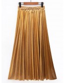 Pleated Velvet Midi Skirt