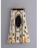 Paisley Print Pleated Skirt