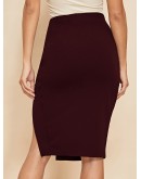 Solid Split Bodycon Skirt