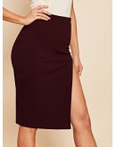 Solid Split Bodycon Skirt