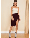 Solid Split Bodycon Skirt