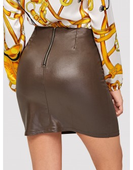 Exposed Zipper Back Skirt