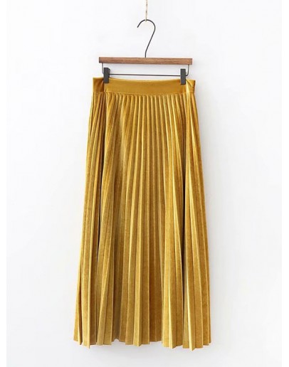 Solid Pleated Velvet Skirt