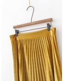 Solid Pleated Velvet Skirt