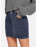 Slant Pocket Cord Bodycon Skirt