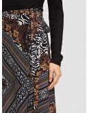 Tie Waist Mixed Print Wrap Skirt