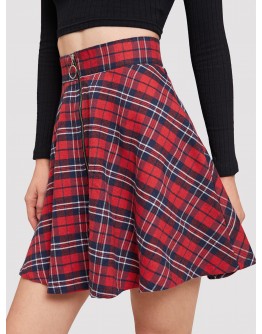 Plaid Zip-up Skirt