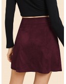 Single Breasted Dual Pocket Suede Skirt