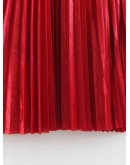 Solid Pleated Skirt