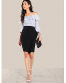 Frill Trim Form Fitting Skirt