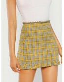 Ruffle Hem Plaid Skirt