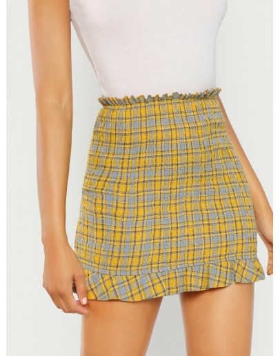 Ruffle Hem Plaid Skirt