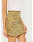 Ruffle Hem Plaid Skirt