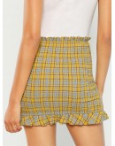 Ruffle Hem Plaid Skirt