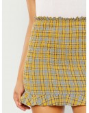 Ruffle Hem Plaid Skirt