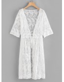 Lace Embroidery Knot Front Cover Up