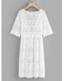 Lace Embroidery Knot Front Cover Up