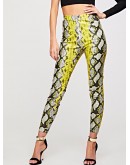 O-ring Zip Front Snakeskin Leggings