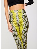 O-ring Zip Front Snakeskin Leggings