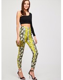 O-ring Zip Front Snakeskin Leggings