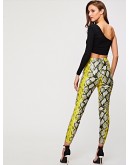 O-ring Zip Front Snakeskin Leggings