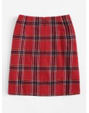 M-slit Plaid Skirt