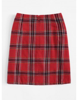 M-slit Plaid Skirt