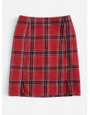 M-slit Plaid Skirt