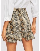 Ruffle Hem Snakeskin Bodycon Skirt