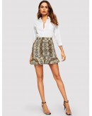 Ruffle Hem Snakeskin Bodycon Skirt