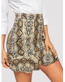 Ruffle Hem Snakeskin Bodycon Skirt