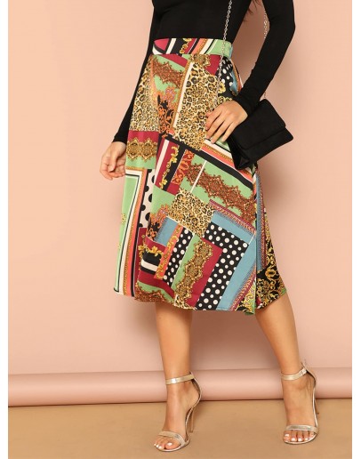 Scarf Print A-line Skirt