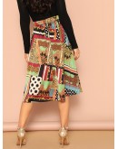 Scarf Print A-line Skirt