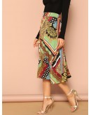 Scarf Print A-line Skirt