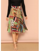 Scarf Print A-line Skirt