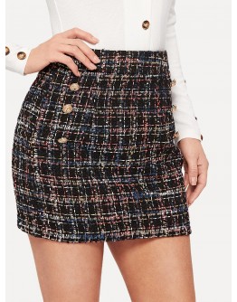 Double Breast Tweed Skirt