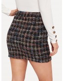 Double Breast Tweed Skirt