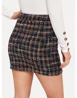 Double Breast Tweed Skirt