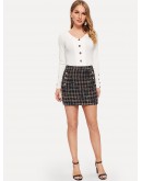 Double Breast Tweed Skirt