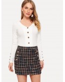 Double Breast Tweed Skirt