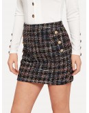 Double Breast Tweed Skirt