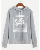 Letter Print Drawstring Hooded Tracksuit