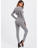 Rib Knit Marled Hoodie Tee &amp; Leggings Set