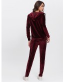 Contrast Stripe Side Velvet Hoodie And Pants