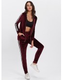 Contrast Stripe Side Velvet Hoodie And Pants