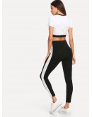 Color Block Crop Top &amp; Leggings Set