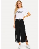 Letter Print Tee &amp; Wide Leg Pants