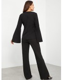 Split Bell Sleeve Knot Top &amp; Pants Set